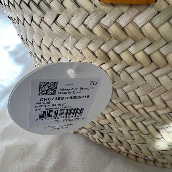 Chloe Marcie Medium Raffia Basket Tote Beach Bag Sunflower 🌻 Yellow - Picture 6 of 15